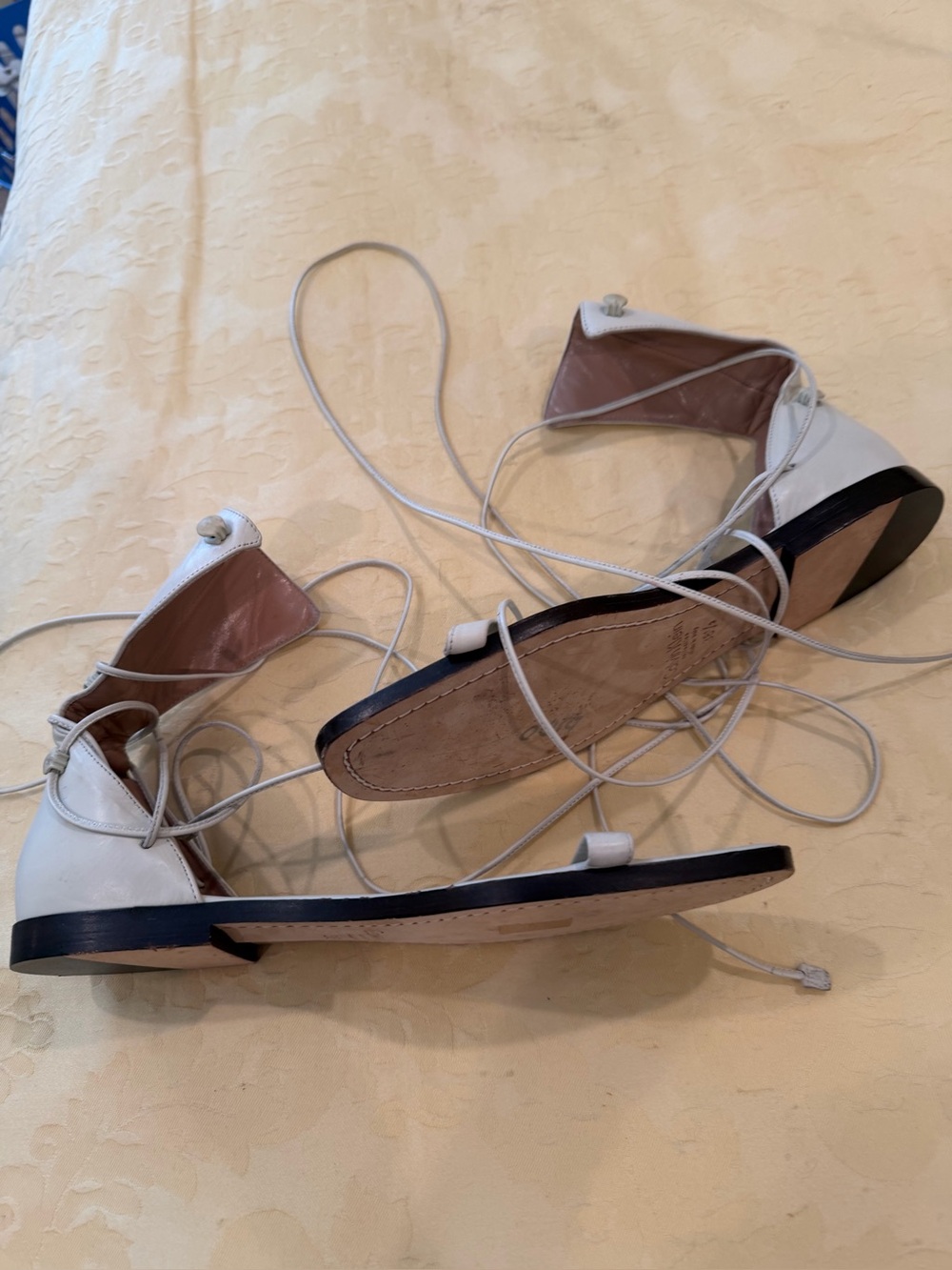 Calvin Klein Women's White Lace-Up Leather Sandals